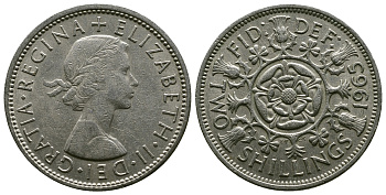 Великобритания 2 шиллинга (флорин) 1965 Елизавета II (1952-2022) KM 906, Spink 4146 медно-никель 4382-515