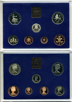 Великобритания набор из 7 монет 1982 в пластике, с сертификатом, в оригинальной картонной коробке Spink PS32   PROOF  00-00