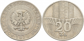 Польша 20 злотых 1976 MW KM 67 медно-никель 4403-521