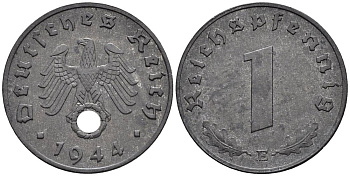 Германия 1 рейхспфенниг 1944 E KM 97, J. 369 цинк 4547-255