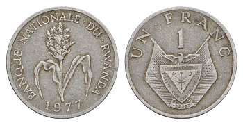 Руанда 1 франк 1977 KM 12 алюминий 4647-1211