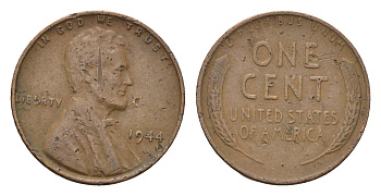 США 1 цент 1944 Линкольн KM A132 латунь 4674-713
