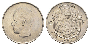 Бельгия 10 франков 1969 Belgique, Бодуэн I (1951-1993) KM 155 никель 4538-944