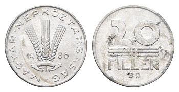 Венгрия 20 филлеров 1986 BP KM 573 алюминий 4665-1261