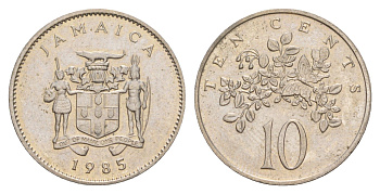 Ямайка 10 центов 1985 бабочка KM 47 медно-никель UNC 4622-132