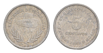 Никарагуа 5 сентаво 1987 KM 55 алюминий 4640-965