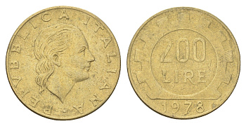 Италия 200 лир 1978 R, шестерня KM 105 алюминиевая бронза 4704-816
