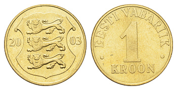 Эстония 1 крона 2003 KM 35 латунь UNC 4666-642
