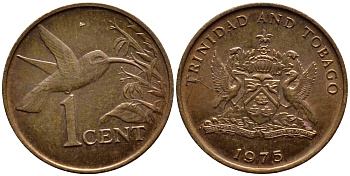 Тринидад и Тобаго 1 цент 1975 колибри KM 25 бронза 4396-948