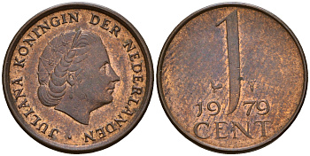 Нидерланды 1 цент 1979 Юлиана (1949-1980) KM 180 бронза  UNC  4598-265