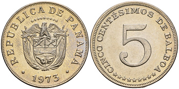 Панама 5 сентесимо 1973 KM 23.2 медно-никель PROOF 3711-2133