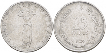 ТУРЦИЯ 25 КУРУШ 1964 KM 892.2 сталь 4529-1213