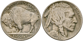 США 5 центов 1929 индеец, бизон KM 134 медно-никель 4523-624