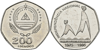 Кабо-Верде 200 эскудо 1995 20 лет независимости KM 35 медно-никель UNC 3333-942