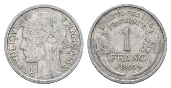 Франция 1 франк 1959 KM 885a алюминий 4641-1027