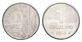 Бразилия 1 крузейро 1979 KM 590 нержавеющая сталь UNC 4644-465