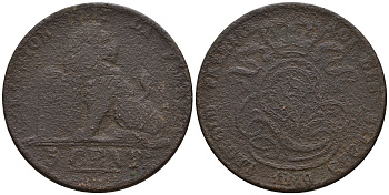 Бельгия 5 сантимов XIX ВЕК KM 5.1 медь 259-1012