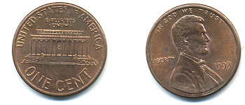 США 1 цент 1993 Авраам Линкольн KM 201b цинк плакированный медью UNC 179-446