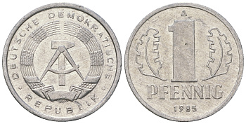 ГДР 1 пфенниг 1985 A KM 8.2 алюминий 4651-1267