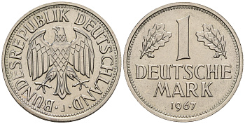 ФРГ 1 марка 1967 J KM 110 60-1212