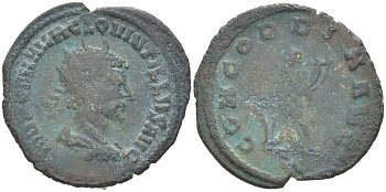 Римская Империя антониниан 270 КВИНТИЛЛ, IMP C M AVR CL QVINTILLVS AVG, бюст императора / CONCORDIA AVG, Конкордия, персонификация Согласия, Рим RIC 13 биллон 1073-20-44