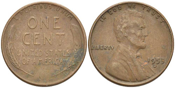 США 1 ЦЕНТ 1953 D, ЛИНКОЛЬН KM А132 медь цинк 218-627