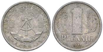 ГДР 1 пфенниг 1977 А KM 8.2 алюминий 4623-333