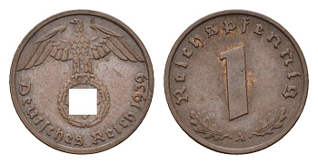Германия 1 рейхспфенниг 1939 A KM 89, J. 361 бронза 4684-1162