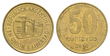 Аргентина 50 сентаво 2010 KM 111 алюминиевая бронза 4573-1152