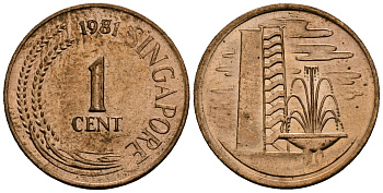 Сингапур 1 цент 1981 KM 1a сталь плакированная медью 4136-853