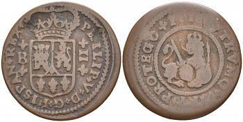 ИСПАНИЯ 2 МАРАВЕДИ 1718 БАРСЕЛОНА, В KM 302.1 медь 3853-1216