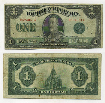 Канада 1 доллар 1923 Георг VI (1936-1952), подписи McCavour и Saunders Pick 33g j бумага 451-178-1