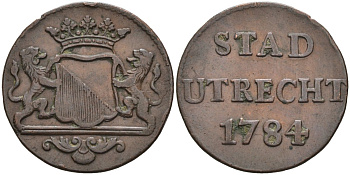 Утрехт (Utrecht), Нидерланды 1 дуит 1784 KM 91 медь 4577-242