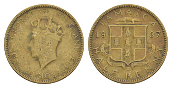 Ямайка 1/2 пенни 1937 Георг VI (1936-1952) KM 28 никель латунь 413-923