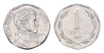Чили 1 песо 1997 KM 231 алюминий UNC 4689-165
