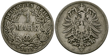 Германия 1 марка 1875 G KM 7 серебро 4172-413