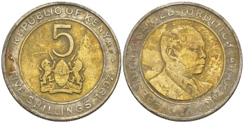 Кения 5 шиллингов 1997 Дэниэл арап Мои KM 30 биметалл 4551-852