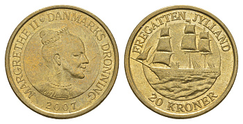 Дания 20 крон 2007 Корабли - Фрегат KM 920 алюминиевая бронза 4657-1247