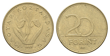 Венгрия 20 форинтов 1993 KM 696 никель латунь 92-132