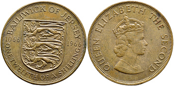 Джерси 1/12 шиллинга 1966 900 лет Нормандскому завоеванию KM 26 бронза 74-234