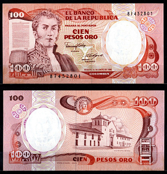 Колумбия 100 песо 1986 Pick 426 b бумага UNC (пресс) 7191-49-3-1
