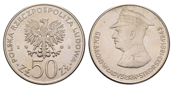 Польша 50 злотых 1981 Военачальники Второй мировой войны - Владислав Сикорский Y 122 медно-никель UNC 4653-715