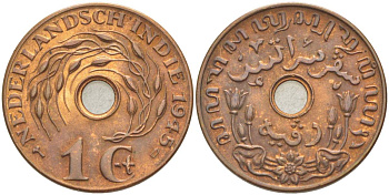 Нидерландская Восточная Индия 1 цент 1945 D KM 317 бронза 4525-542