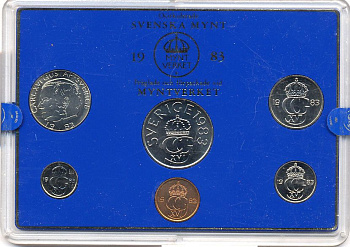 Швеция набор монетного двора из 6 монет 1983 в пластике, Карл XVI Густав (1973- ) KM MS27 UNC 5-4-2-62