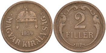 Венгрия 2 филлера 1934 BP KM 506 бронза 4115-1131