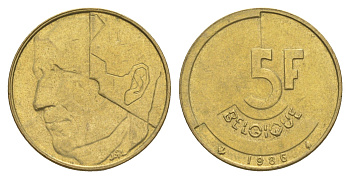 Бельгия 5 франков 1986 Belgique, Бодуэн I (1951-1993) KM 163 медь алюминий никель 4539-125