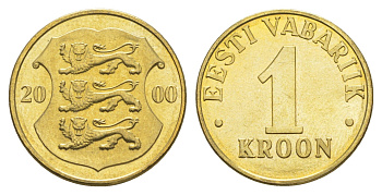Эстония 1 крона 2000 KM 35 латунь UNC 4652-933
