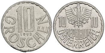 Австрия 10 грошей 1993 KM 2878 алюминий 4135-317