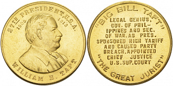 США МЕДАЛЬ ND 27-ЫЙ ПРЕЗИДЕНТ УИЛЬЯМ ТАФТ 28 мм латунь 73-426