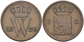 Нидерланды 1 цент 1828 Виллем I (1815-1840) KM 47 медь 4575-952